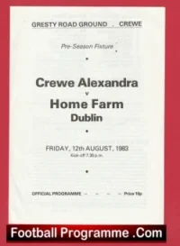 Crewe Alexandra v Home Farm 1983 – Pre Season Friendly