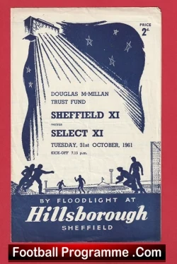 Douglas McMillan Fund Testimonial Benefit Sheffield X1 1961 Bobby Charlton - football programme