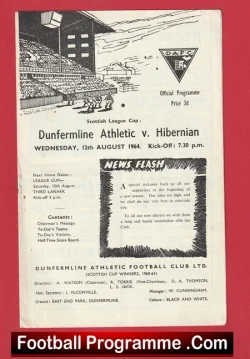 Dunfermline Athletic v Hibernian Hibs 1964 - Sir Alex Ferguson Player - football programme