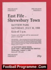 East Fife v Shrewsbury Town 1988 – Bayview Park