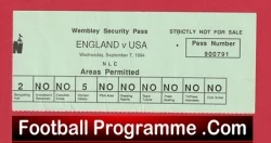 England v America USA 1994 - Wembley Pass Ticket - football memorabilia