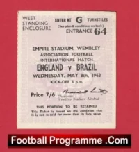 England v Brazil 1963 – Match Ticket