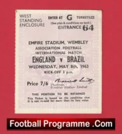 England v Brazil 1963 – Match Ticket