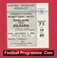 England v Bulgaria 1968 – Match Ticket