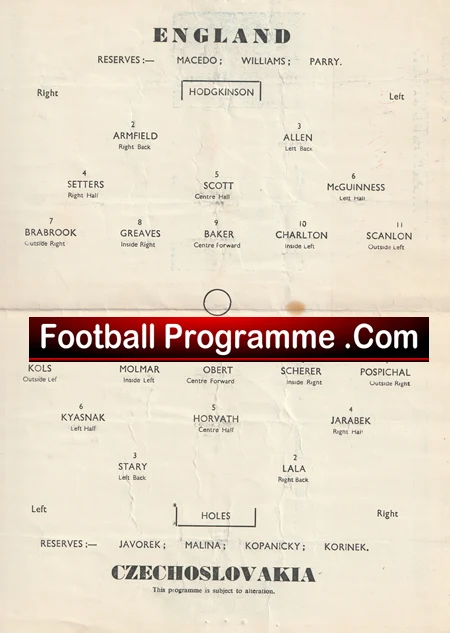 England v Czechoslovakia 1958 - Pirate U23 Norwich City Bobby Charlton - Image 2