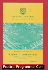 England v Czechoslovakia 1958 – U23 Norwich City Bobby Charlton