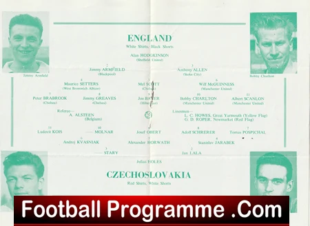 England v Czechoslovakia 1958 - U23 Norwich City Bobby Charlton - Image 3