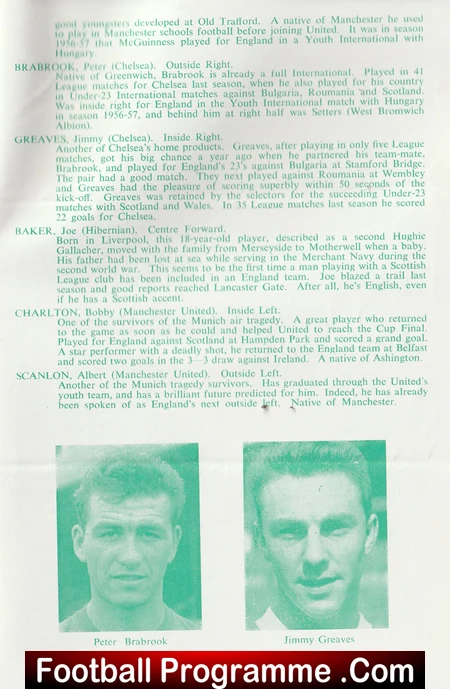 England v Czechoslovakia 1958 - U23 Norwich City Bobby Charlton - Image 5