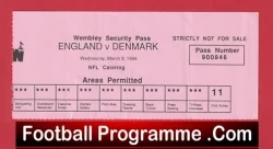 England v Denmark 1994 - Wembley Pass Ticket - football memorabilia