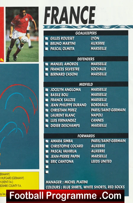 England v France 1992 - Eric Cantona French - Image 3