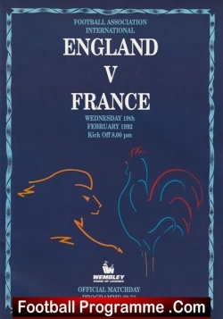 England v France 1992 - Eric Cantona French - football programme