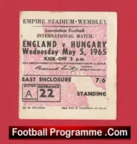 England v Hungary 1965 – Football Match Ticket
