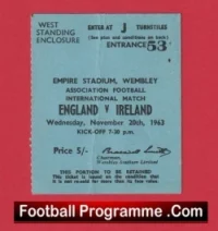 England v Ireland 1963 – Football Ticket