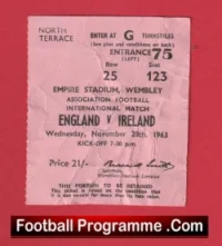 England v Ireland 1963 – Match Ticket