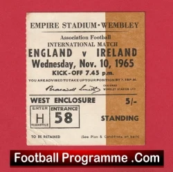 England v Ireland 1965 - Football Ticket - football memorabilia
