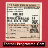 England v Ireland 1980 – Football Ticket