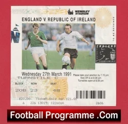 England v Ireland 1991 - Football Match Ticket Wembley - football memorabilia