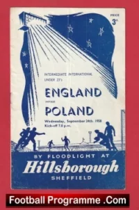 England v Poland 1958 – Under 23 Match Sheffield + Bobby Charlton