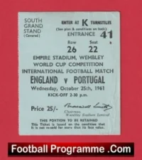 England v Portugal 1961 – Match Ticket Bobby Charlton + Eusebio