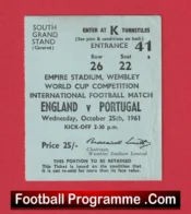 England v Portugal 1961 – Match Ticket Bobby Charlton + Eusebio