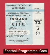 England v Russia 1967 – Football Ticket