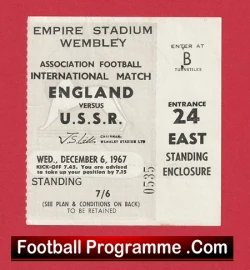 England v Russia 1967 - Match Ticket - football memorabilia