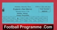 England v San Marino 1993 – Wembley Pass Ticket