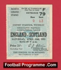 England v Scotland 1951 – Match Ticket