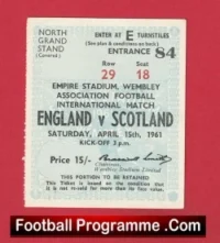 England v Scotland 1961 – Football Ticket Wembley