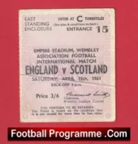 England v Scotland 1961 – Match Ticket Wembley