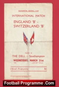 England v Switzerland 1956 – B International + Duncan Edwards