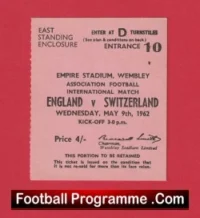 England v Switzerland 1962 – Match Ticket