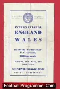 England v Wales 1950 – Sheffield Wednesday Schoolboys