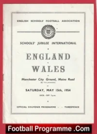 England v Wales 1954 – Schoolboys Game Maine Road Man City