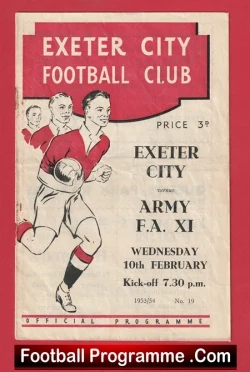 Exeter City v Army FA X1 1954 - football programme