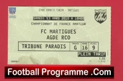 FC Martigues v Agde RCO 2010 - Football Ticket France - football memorabilia