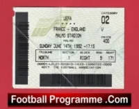 France v England 1992 – Match Ticket Eric Cantona