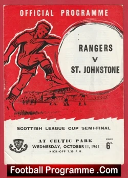 Glasgow Rangers v St Johnstone 1961 Scottish Cup Semi Final - football programme