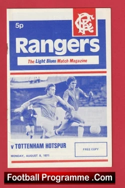 Glasgow Rangers v Tottenham 1971 - Friendly Match - football programme