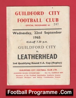 Guildford City v Leatherhead 1965 - football programme