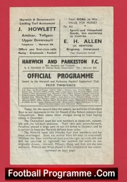 Harwich Parkeston v Chelmsford City 1950s - Boys Match - football programme