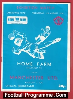 Home Farm v Manchester United 1976 - Lansdowne Road Dublin Ireland - football programme
