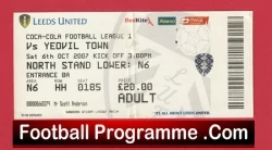 Leeds United v Yeovil Town 2007 - Football Ticket - football memorabilia