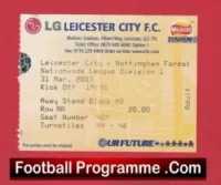 Leicester City v Nottingham Forest 2003 – Football Ticket
