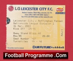 Leicester City v Nottingham Forest 2003 - Football Ticket - football memorabilia