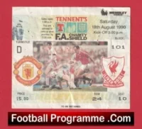 Liverpool v Manchester United 1990 – Charity Shield Ticket