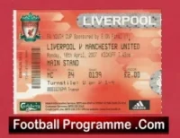 Liverpool v Manchester United 2007 – Ticket FA Youth Cup Final 1st Leg