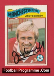 Manchester United Jimmy Greenhoff Autographed Signed Football Card Man Utd