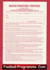 Manchester United Official Token Sheet 1990 – 1991