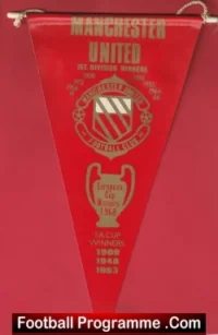 Manchester United Pennant Flag Man Utd Honours List 1968